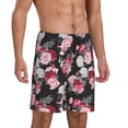 thumbnail image 2 of Fuzoiu Rose Flowers Print Pajama Shorts for Men, Men's Pajama Bottoms,Mens Lounge Sleepwear,Pajama Pants with Pocket-XX-Large, 2 of 6