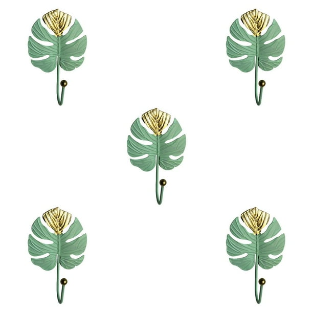 Wosthever Ganchos metálicos con forma de hoja de hierro para colgar en la pared D verde 5Conjunto