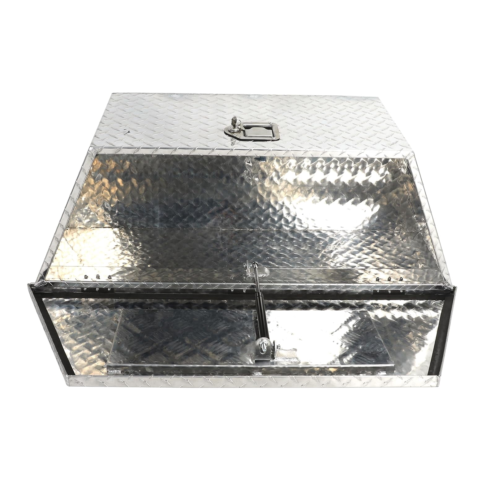 Confote Heavy Duty Aluminum Diamond Plate Trailer Tongue Box with Lock and Keys  for Secure Tool Storage on Your Trailer, Silver,39 x 16.5 x 12 Inches