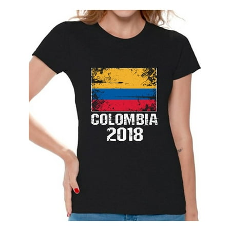 Awkward Styles Colombia 2018 Football Shirt for Women Colombian Flag
