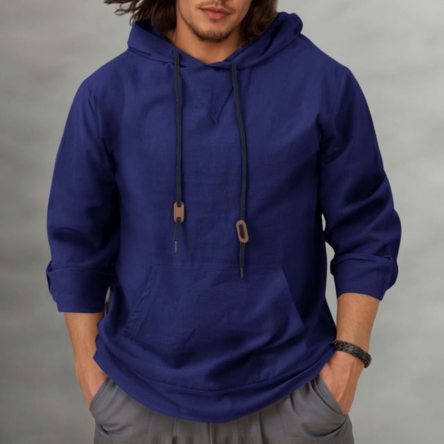 MHFRRA Sudaderas con Capucha de Otoño: Ropa Informal Cómoda y A La Moda para Jóvenes y Medianas Edades Marina de guerra
