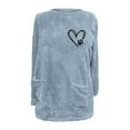 thumbnail image 4 of Black and Friday Deals 2023 Cotonie Solid Color Printed Round-Neck Fuzzy Fleece Pullover for Women Thick Thermal Sweather Warm Plush Long Sleeve Surcoat with Pockets,Light Blue,L, 4 of 4