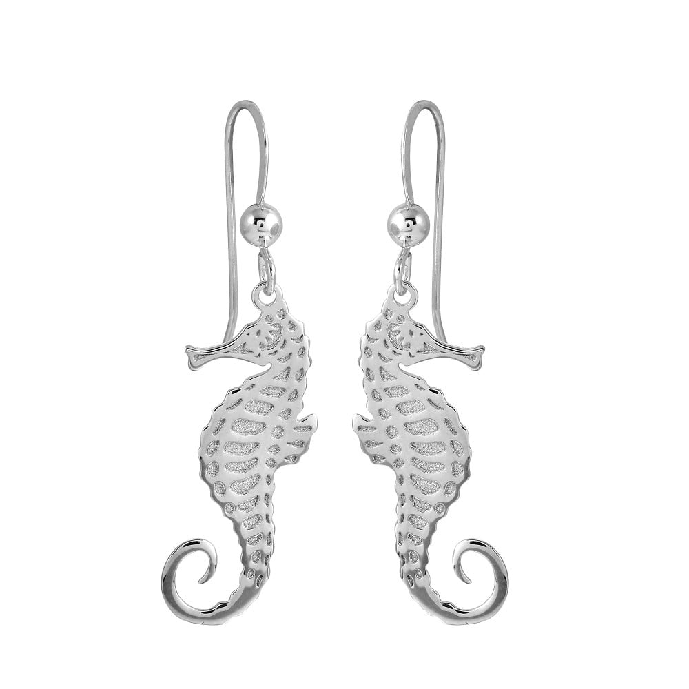 Diamond2Deal 925 Sterling Silver Rhodium Plated Cubic Zirconia Seahorse Post Earrings