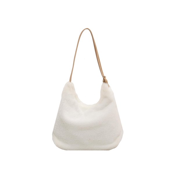 Bolsa de mano de felpa con doble correa para mujer, de gran capacidad de tela cálida (blanco) Ehuebsd Para Estrenar