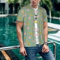 thumbnail image 6 of Zufioo Pig Face With Sunflower Print Men's Baseball Short Sleeve, Moisture Wicking Button-Down Hip Hop Tee-X-Large, 6 of 7