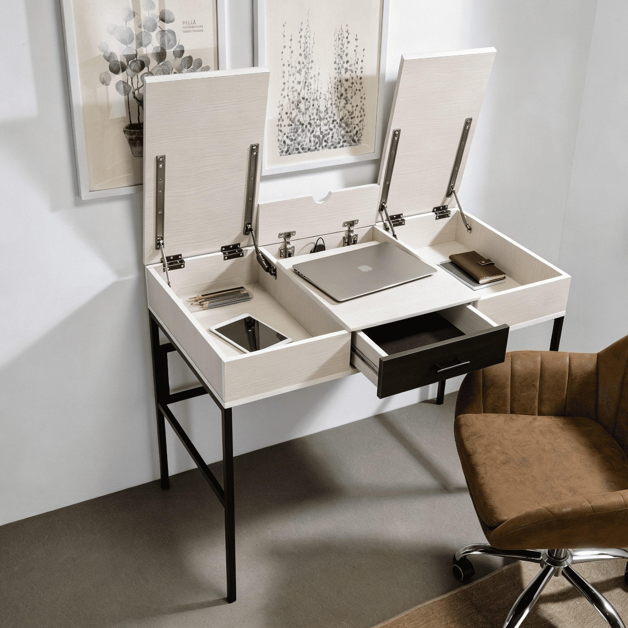 Writing Desk with Built-In USB Port and Storage Drawer, 42 in Home Office Desk with Side Metal Glides, Industrial Style Computer Desk for Office and Study