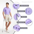 thumbnail image 4 of Pro X Gear Men's Premium Golf Polo – Silky Tech Nylon, Cooling, UV-Resistant, Quick-Dry Athletic Shirt for Golf, Tennis, and Casual Wear Light Purple X-Large, 4 of 7