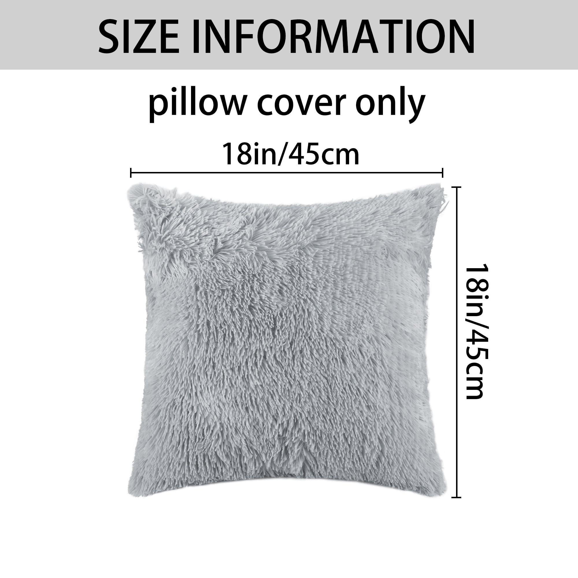 Unique Bargains 4 Pcs Solid Throw Pillow Covers Soft Plush Decorative Covers Light Grey/Pink 18" x 18"