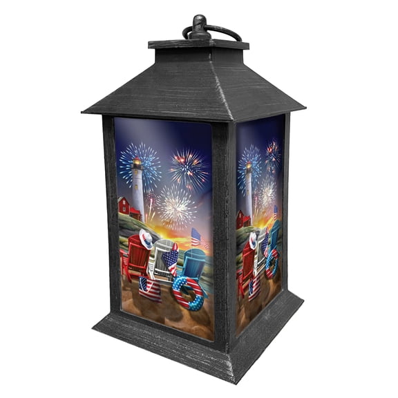 Briarwood Lane Summer Lantern 13.5" x 5.5" x 5.5" Beachfront Fireworks For Summer Lantern