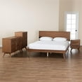 thumbnail image 5 of Pemberly Row Walnut Brown Wood and Rattan Full Size 4-Piece Bedroom Set, 5 of 14