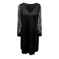 thumbnail image 4 of DHFJKG Dresses For Women Glitter V Neck Solid Color Mini Dress Mesh Sheer Long Sleeve Loose Soft Tunic Carnival Clubwear Trendy Dresses, 4 of 5