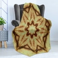 thumbnail image 4 of Mandala Soft Flannel Fleece Throw Blanket, Trippy Thai Flower Motif Dirty Grunge Smear and Rough Stains Art, Cozy Plush for Indoor and Outdoor Use, 70" x 90", Mustard Brown, by Ambesonne, 4 of 5