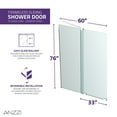 thumbnail image 2 of 76" H x 60" W Semi-Frameless Shower Door Brushed Nickel w/ Tsunami Guard, 2 of 10