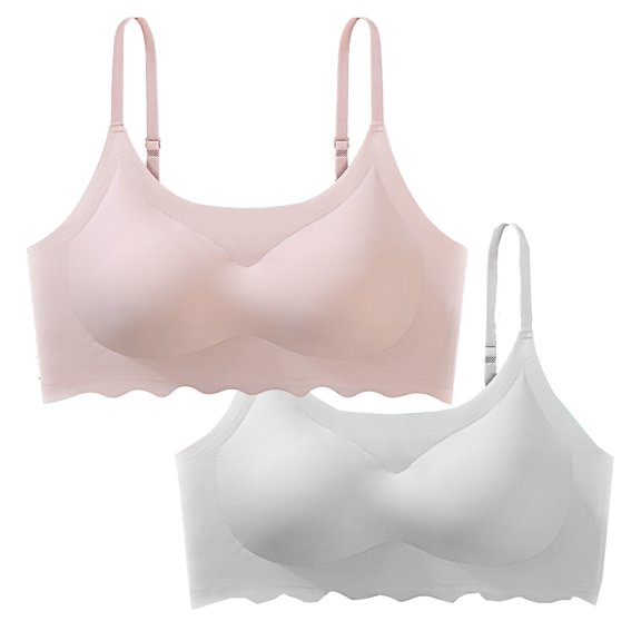 LYEAA Seamless Bras for Women Pack of 2 No Wire Wirefree Everyday Bras Push up Breathable Wireless Solid Color Pullover Daily Sleep Bras Comfort Shaping Full Figure Soft Stretch T-Shirt Bras Pink S