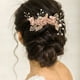 thumbnail image 4 of Juego de 4 peinetas de boda hechas a mano, accesorios para el cabello con motivos florales y diamantes de imitación para vestidos de novia (rosa), 4 of 7