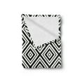 thumbnail image 2 of Black and White Soft Flannel Fleece Blanket, Abstract Rhombuses Tracery Diamond Shapes Composition in Orderly Fashion, Cozy Plush for Indoor and Outdoor Use, 60" x 80", Black White, by Ambesonne, 2 of 5