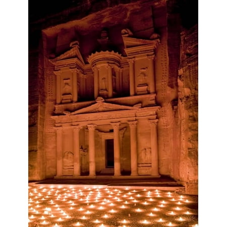 Candle Lit Courtyard of the Treasury (Al Khazneh), Petra (Unesco World Heritage Site), Jordan Print Wall Art By Michele (Best Site For Retro Jordans)
