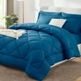 thumbnail image 1 of Juego de edredón CozyLux, tamaño king, 7 piezas, cama en bolsa, color verde azulado, 1 of 9