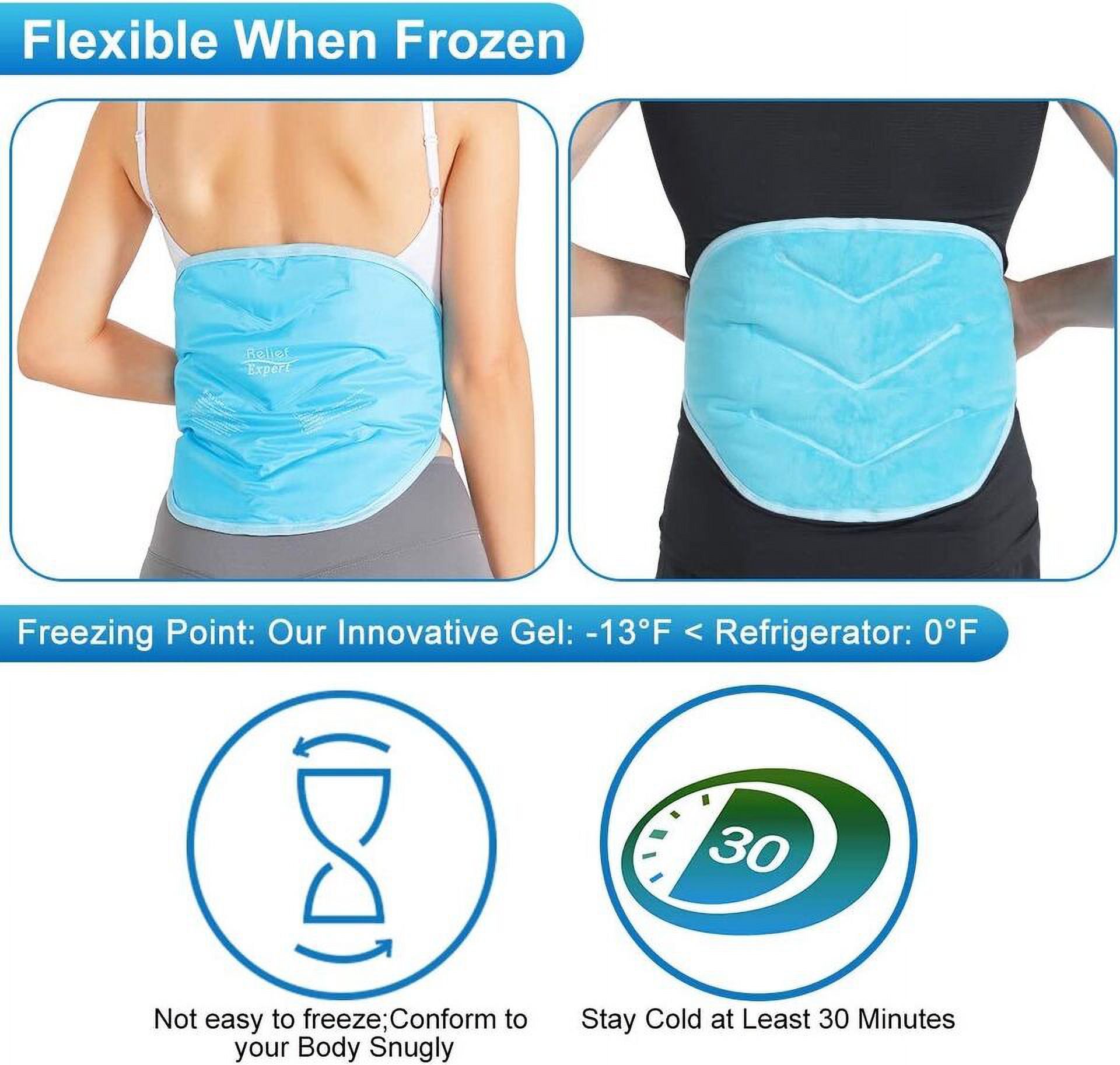Relief Expert Gel Ice Pack Reusable Cold Press Therapy for Back Waist with Strap
