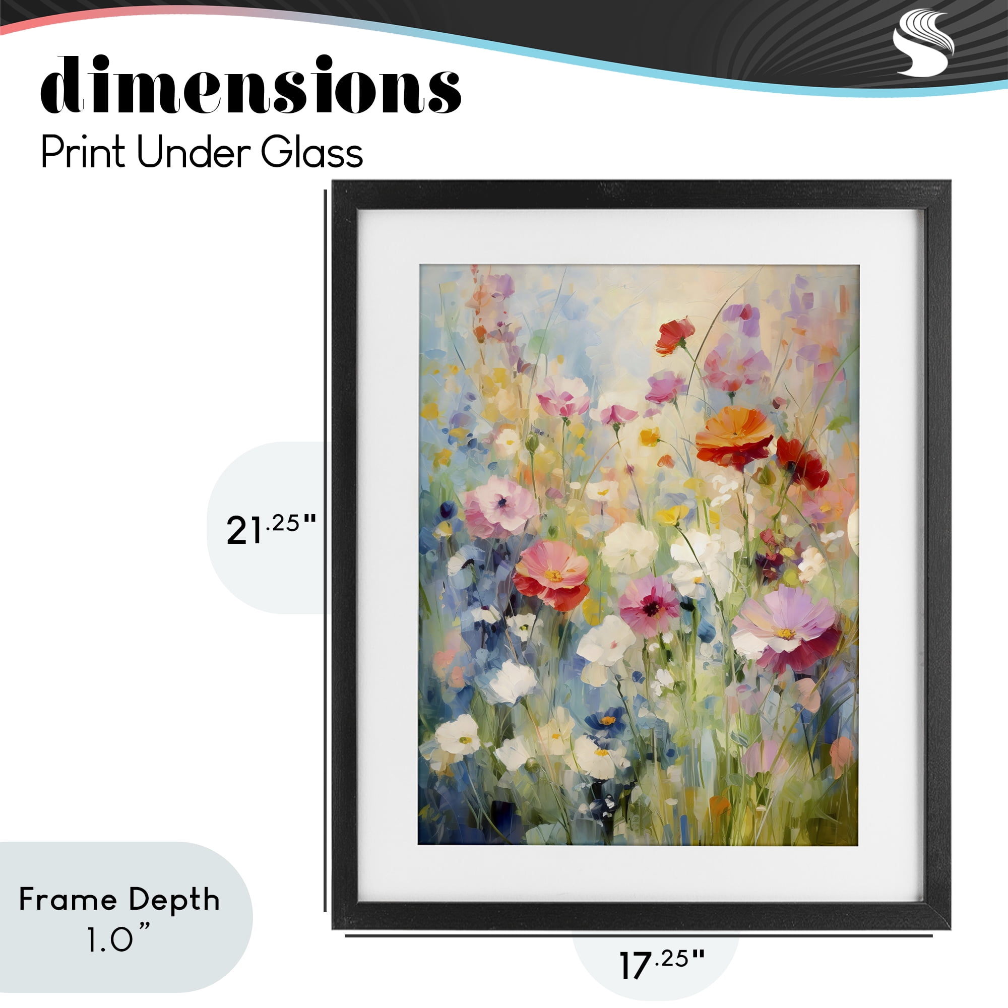 Stupell Industries Wildflower Breeze Impression Black Framed Print Under Glass, design by Creative Studio