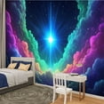 thumbnail image 2 of Peel and Stick Wallpaper Canvas Radiant Blue Star Illumines Vivid Nebula Artwork Radiant Starburst Modern Art Wall Mural Decor Self Adhesive and Removable 100in x 144in, 2 of 8