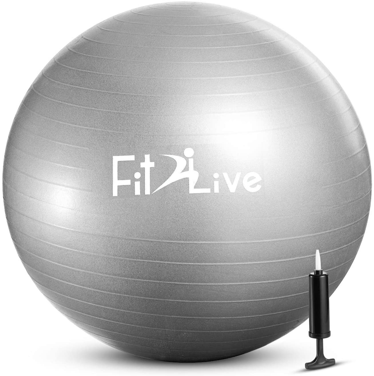 Fit2Live Exercise Ball for Yoga and Stability Training, Bundle with Air
