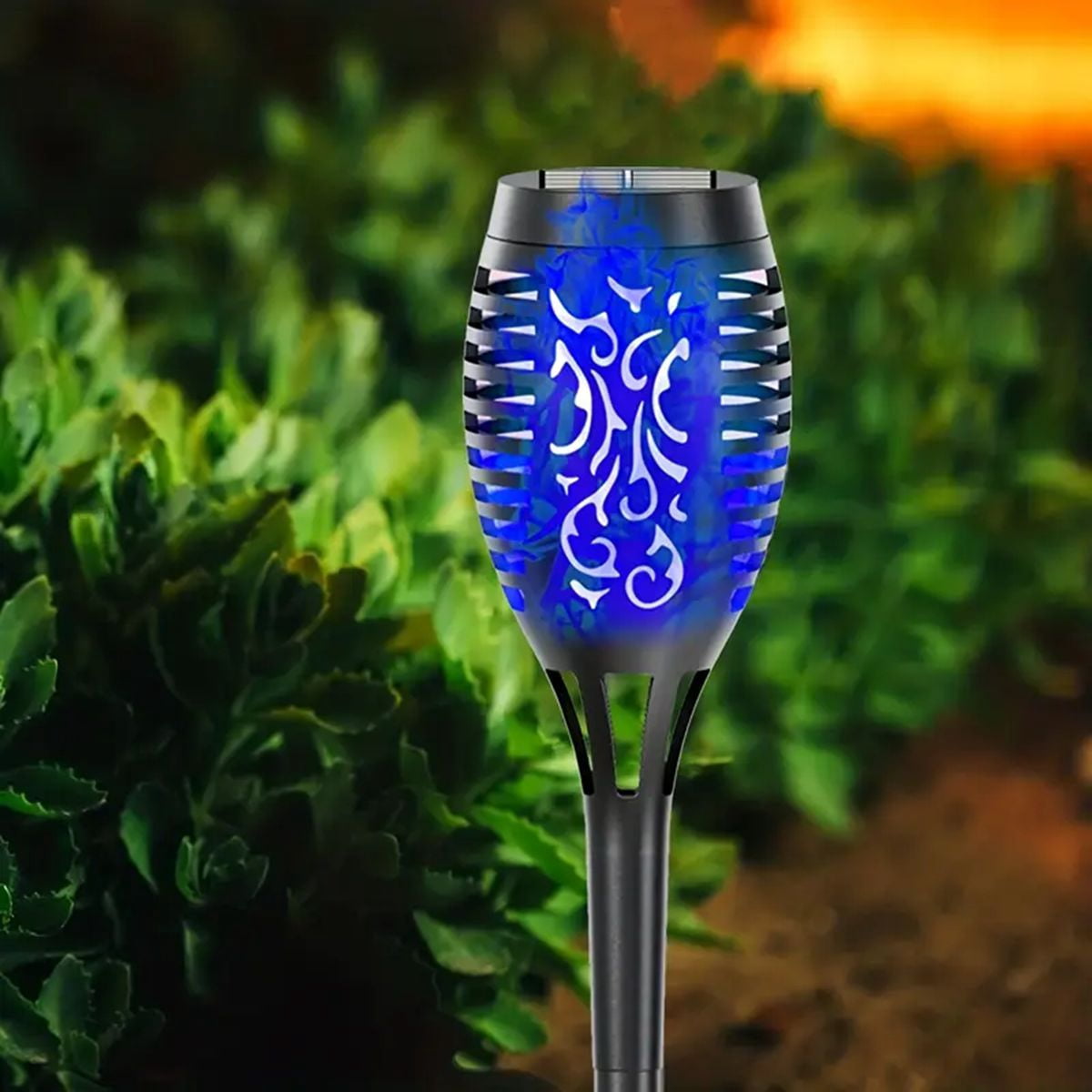 Magicorange 12 Pack Outdoor Solar Lights Waterproof, Solar Torch Lights with Flickering Flame, Decorative Landscape Lamps for Garden Patio Yard Pathway Walkway, Christmas, Halloween (Blue Light)
