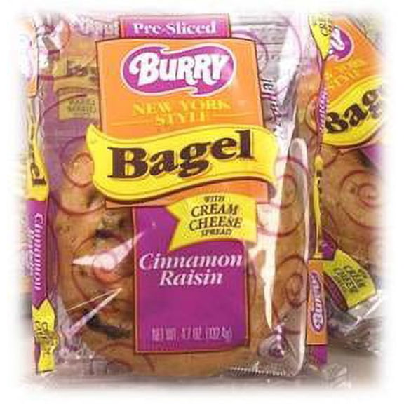 Burry Foodservice Thaw and Sell Sliced Cinnamon Raisin Bagel, 4.67 Ounce - 24 per case.