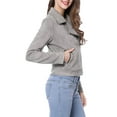 thumbnail image 5 of INSPIRE CHIC Women's Motorcycle Jacket Faux Suede Solid Color Asymmetric Zipper Jacket XS Gray, 5 of 9