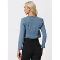 thumbnail image 3 of DARING DIVA Women's Denim Cropped Jacket Open Front Collarless Bolero Shrug M Blue, 3 of 6