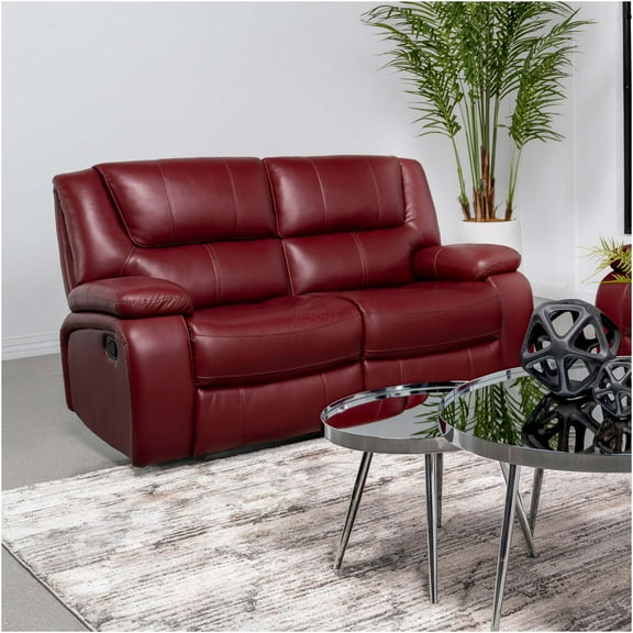JERFIT Modern Red Reclining Loveseat, Upholstered Motion Sofa with Wall-Hugger Design for Small Spaces