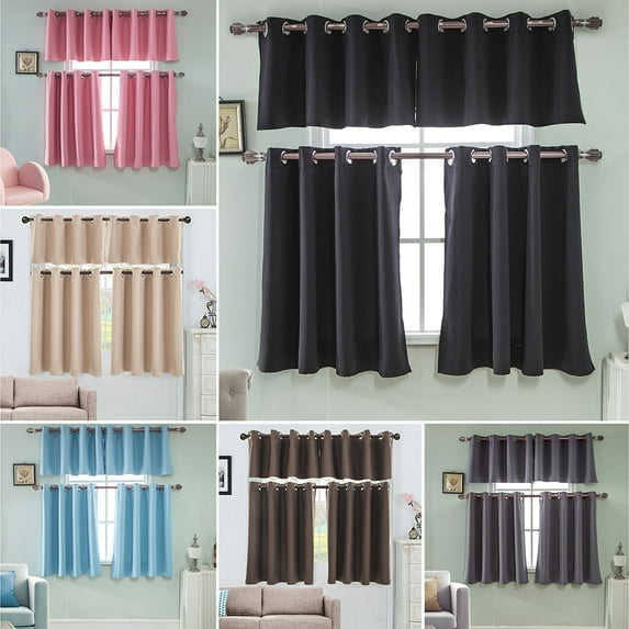 CVLIFE Solid Plain Blackout Short Curtain Eyelet Ring Top Cafe Kitchen Window Decor