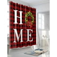 thumbnail image 3 of Christmas Home Extra Long Shower Curtain Set, Waterproof Shower Curtains for Bathroom, Winter Xmas Red Black Buffalo Plaid Washable Fabric Cloth Bath Curtain for Bathtub with Hooks 72x96 Inches, 3 of 6