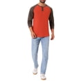 thumbnail image 2 of Camisetas de manga larga Raglan para hombres INSPIRE CHIC, estilo casual, tipo Henley, 2XL, rojas, 2 of 6