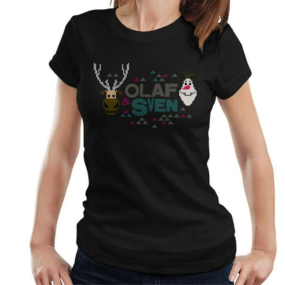 T-Shirt pour Femme Disney Geld Olaf And Sven Retro Pixel Design