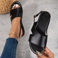 thumbnail image 6 of Outdoor Beach Sandals for Women Dressy Faux Leather Casual Slingback Summer Shoes Open Toe Hollow Out Slip-on Flats, 6 of 9