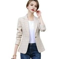 thumbnail image 5 of Spring Autumn Suit Coat Women Lapel Long Sleeve Slim Fit Single Button Suit Jacket with Pockets Office Lady Outwear, 5 of 8