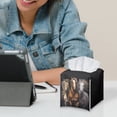 thumbnail image 6 of FUIALDOLG Stylish Tissue Box Holder 3D Horses Square Tissue Cube Cover PU Leather Facial Organizer for Bathroom, Tabletop, Car, Night Stands, Office, Home, Kitchen, 5.1''X5.1''X5.5'', 6 of 7