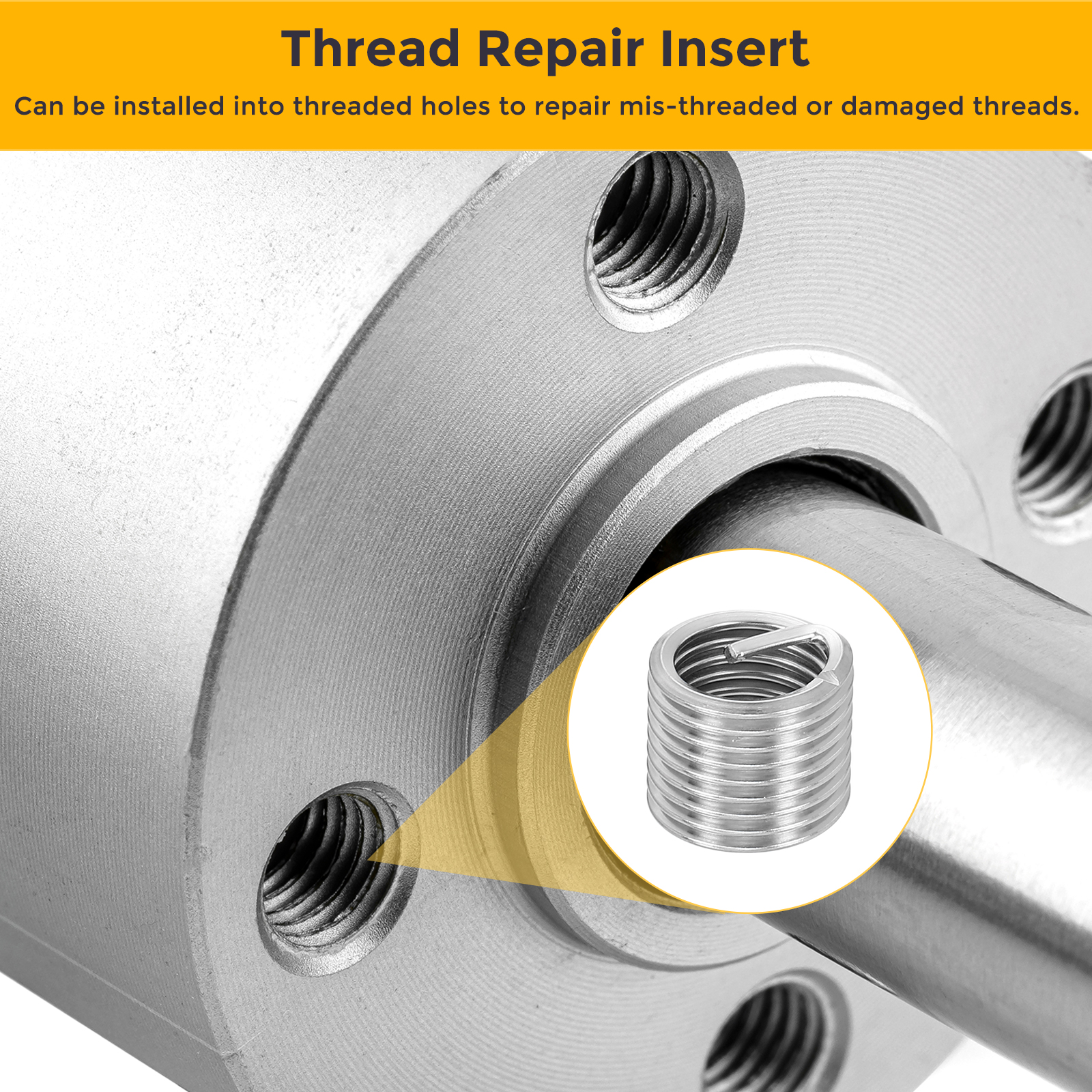 Uxcell 50pcs Wire Thread Inserts M12 x 1.75 x 1.5D Metric Helical Threaded Sleeve