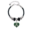 thumbnail image 2 of Delight Jewelry Silvertone Large 2-D Claddagh on Green Heart Daughter Celtic Knot Leather Bead Bracelet, 7"+2" Extender, 2 of 4