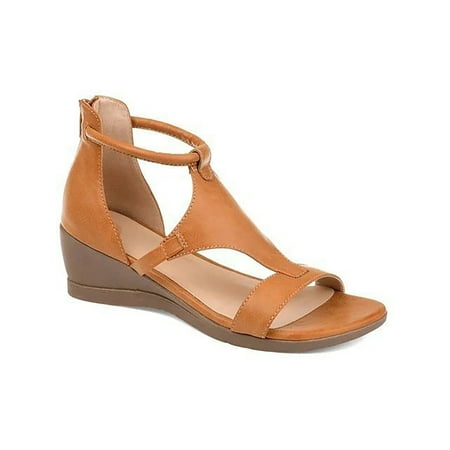 

Rotosw Women Sandals Solid Color Wedges Open Toe Shoes Soft Square Summer Casual Light Brown 4.5