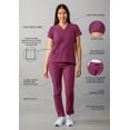 thumbnail image 3 of Adar Addition Go-Basic Scrub Set For Women - Slim V-Neck Scrub Top & Skinny Cargo Scrub Pants - A9200 - Wine - M, 3 of 7
