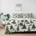 thumbnail image 3 of 4 Pieces Duvet Cover Queen Bedding Sets Merry Christmas Tree Seamless Ultra Soft Luxury Comforter Cover Set with Bed Sheet and Decorative Pillow Shams Xmas Trees Green, 3 of 9