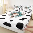thumbnail image 3 of Homewish Tribal Sheep Skeleton Queen Sheet Sets for Kids, Fashion Cow Print Flat Sheet, Hippie Western Flower Queen Fitted Sheet, Super Cozy Room Decor, 4 Pieces, 3 of 7