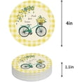 thumbnail image 1 of FMSHPON Green Bicycle Fruit Plants Yellow Buffalo Check Plaid Set of 6 Round Coaster for Drinks, Absorbent Ceramic Stone Coasters Cup Mat with Cork Base for Home Kitchen Room Coffee Table Bar Decor, 1 of 6