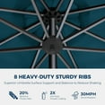 thumbnail image 5 of 10ft Solar Lights Offset Cantilever Patio Umbrella - with Light, LED Lighted Offset Hanging Patio Outdoor Market Umbrella UPF50+ UV Protection with Easy Tilt and Crank (Peacock Blue), 5 of 17