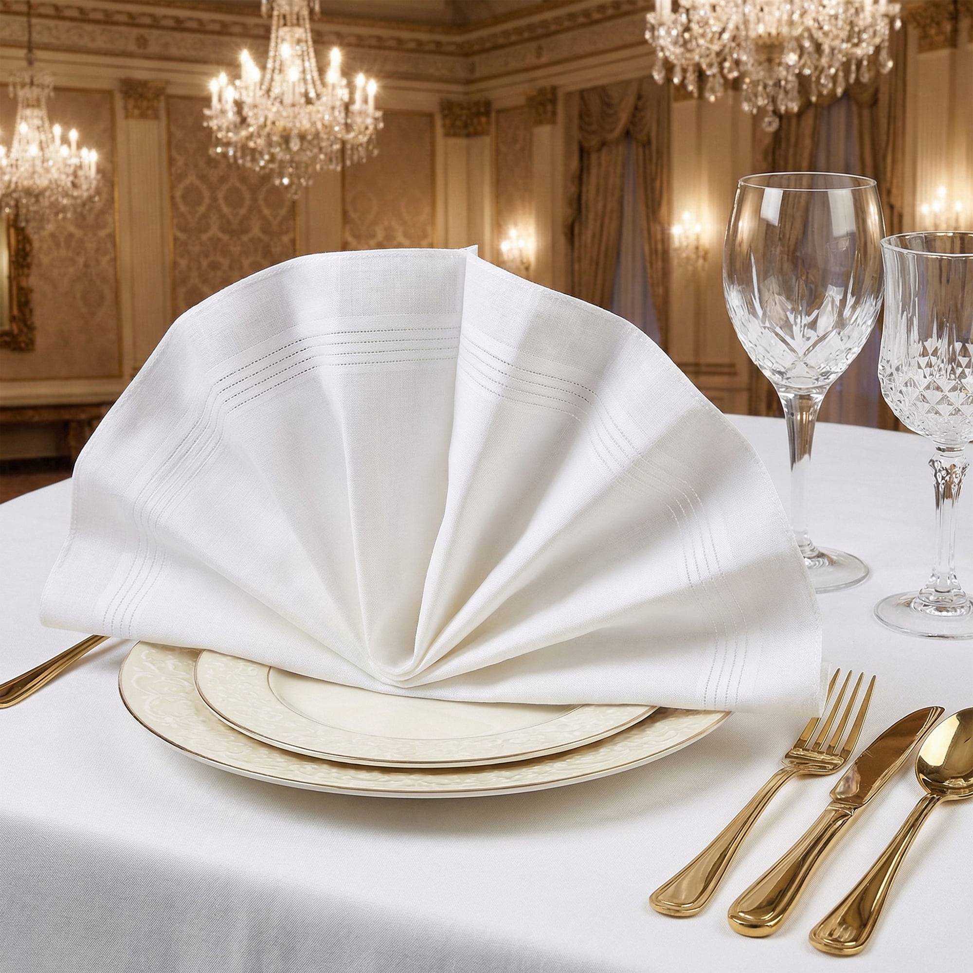 Unique Bargains 12Pcs Washable Reusable Cloth Napkins White 16x16inch