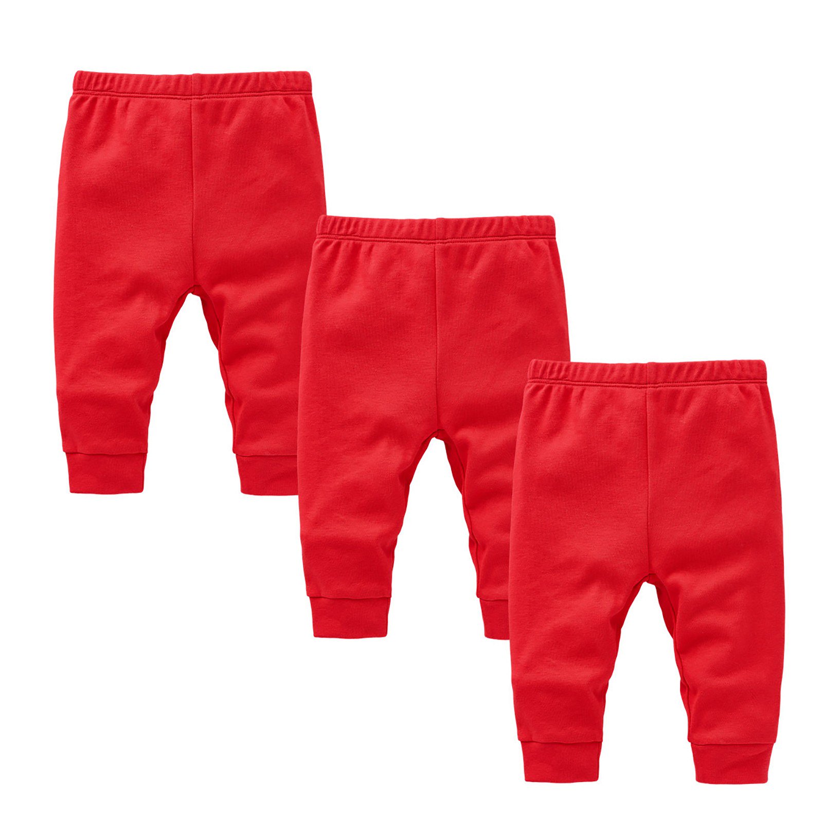 KAUOD 3 Pack Unisex New Born Baby Cotton Pants Toddler Solid Comfort Soft Pull On Casual Jogger Athletic Pants for Girls