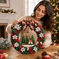 thumbnail image 3 of 3D Christmas Fabric Poke Wreath DIY Kit, Fabric Poke Art Kit for Adults, Christmas Wreath DIY No-sew Craft Kits, Classic Holiday Wreath Craft Gift for Door and Wall Home Display, 3 of 7