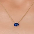 thumbnail image 3 of Gem Stone King 14K Yellow Gold Blue Created Sapphire Pendant Necklace for Women | 2.30 Cttw | Gemstone September Birthstone | Oval 9X7MM | With 18 inch Chain, 3 of 6